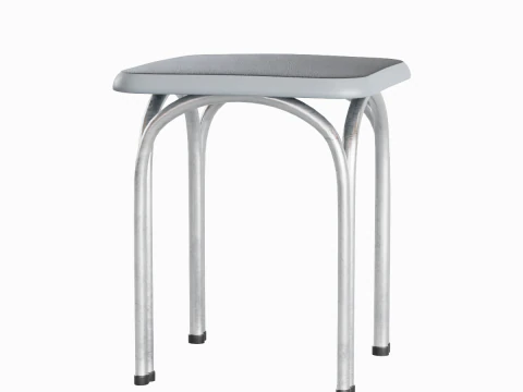 Silver Steel Stool 01 3D Model