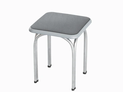 Silver Steel Stool 01 3D Model