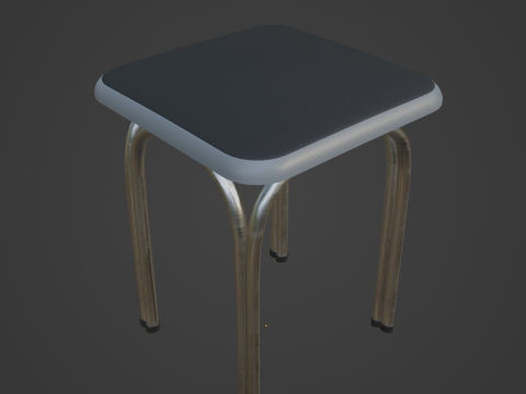 Silver Steel Stool 01 3D मॉडल