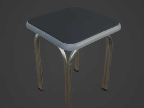 Silver Steel Stool 01 3D Model