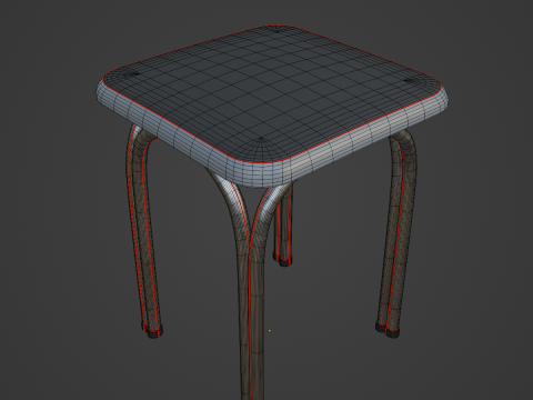 Silver Steel Stool 01 3D मॉडल