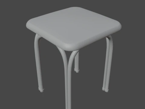 Silver Steel Stool 01 3D Model