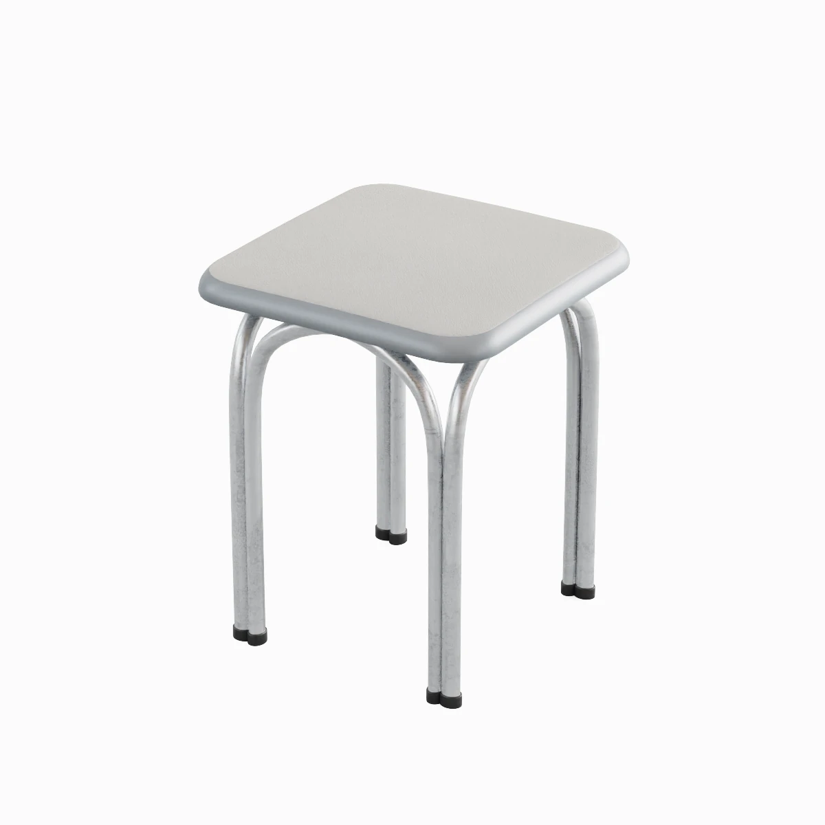 Silver Steel Stool 02 3D Model .c4d .max .obj .3ds .fbx .stl .blend