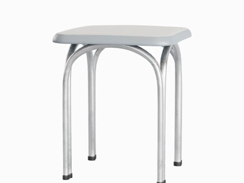 Silver Steel Stool 02 3D Model