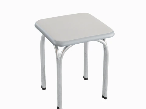 Silver Steel Stool 02 3D Model