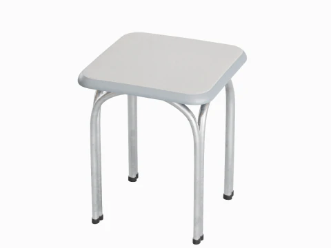 Silver Steel Stool 02 3D Model