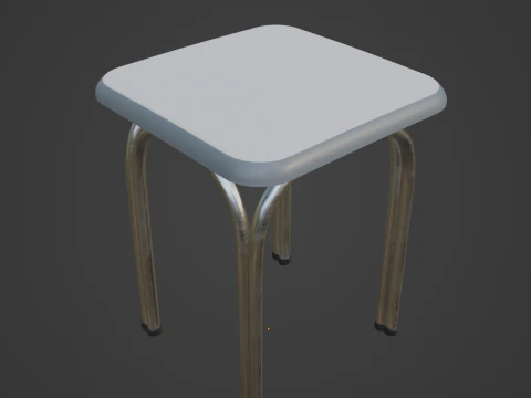 Silver Steel Stool 02 3D Model