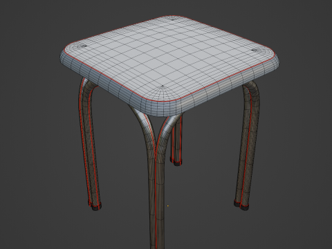 Silver Steel Stool 02 Modelo 3D