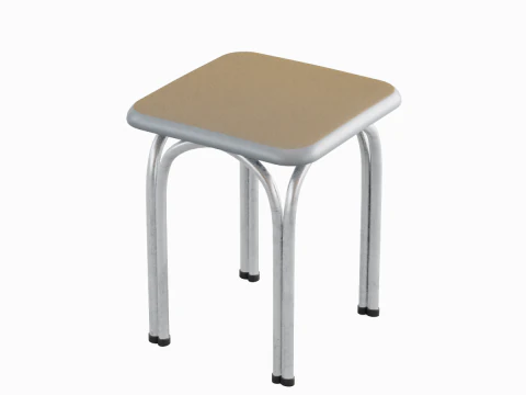 Silver Steel Stool 03 3D Model