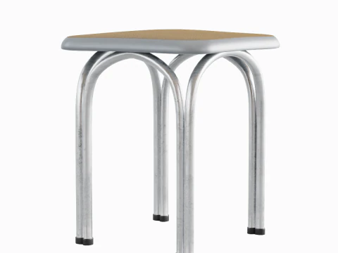 Silver Steel Stool 03 3D Model