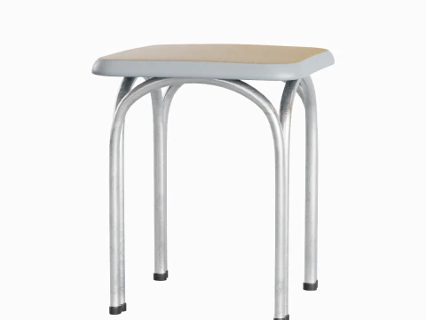 Silver Steel Stool 03 3D Model