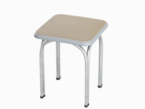 Silver Steel Stool 03 3D Model