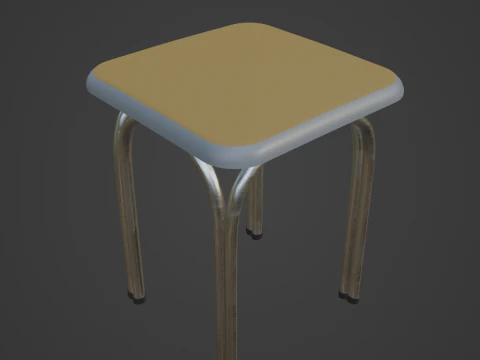 Silver Steel Stool 03 3D Model