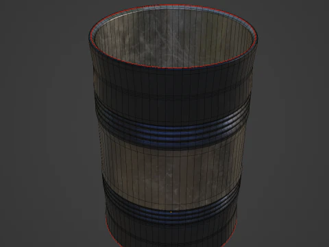 Steel Barrel B 02 3D Model