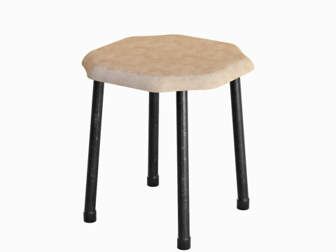 Steel Stool B 02 3D 模型