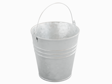 Iron Galvanized Steel Bucket 3D मॉडल