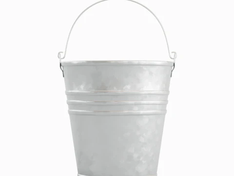 Iron Galvanized Steel Bucket 3D Model
