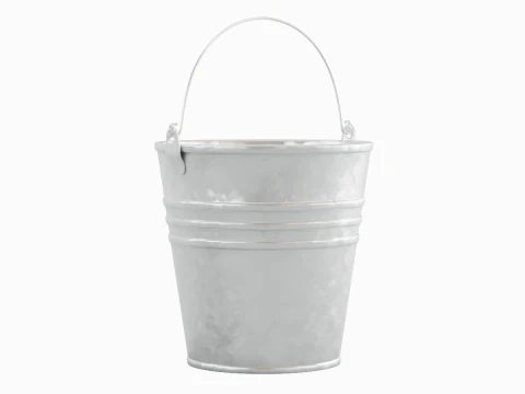 Iron Galvanized Steel Bucket 3D Model