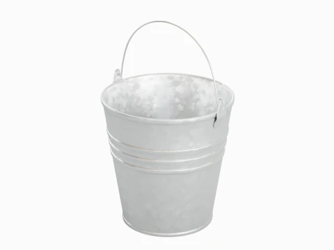 Iron Galvanized Steel Bucket 3D Model