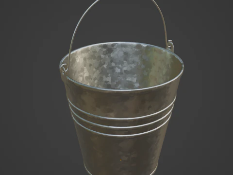 Iron Galvanized Steel Bucket 3D Model