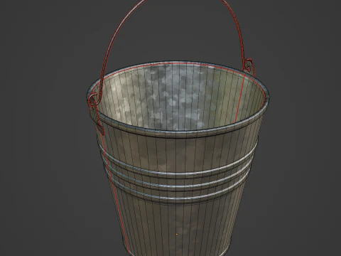 Iron Galvanized Steel Bucket 3D Model