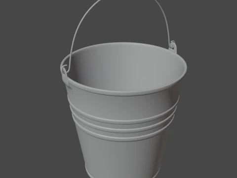 Iron Galvanized Steel Bucket 3D Model
