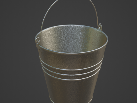 Iron Powder Coated Steel Bucket Model 3D