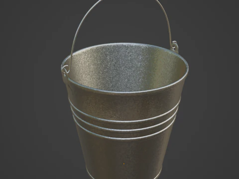 Iron Powder Coated Steel Bucket 3D Model