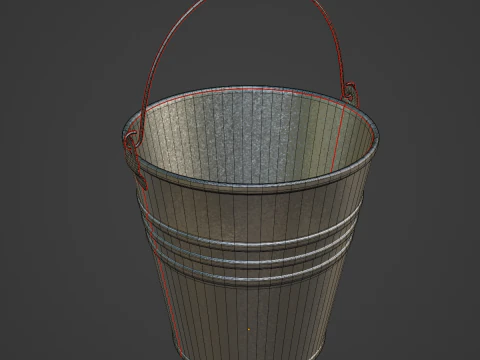 Iron Powder Coated Steel Bucket 3D Model