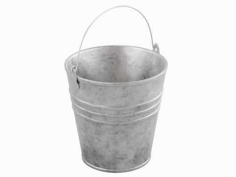 Iron Raw Damaged Steel Bucket 3D मॉडल