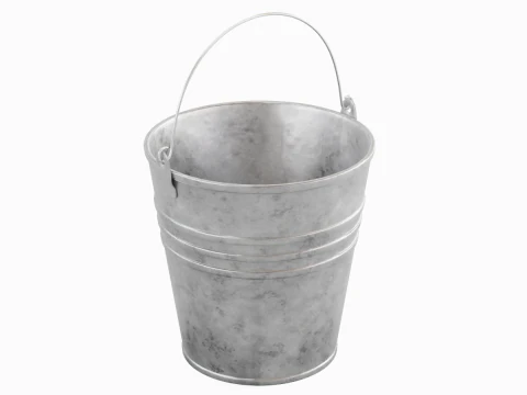 Iron Raw Damaged Steel Bucket 3D Model