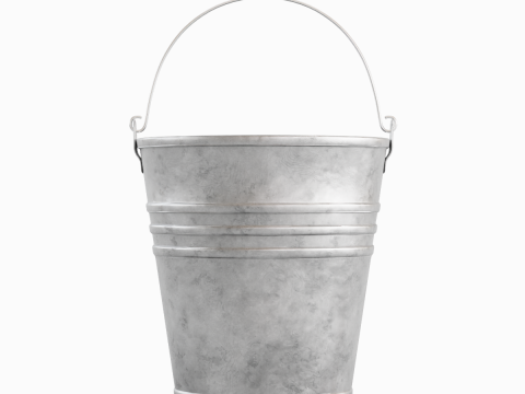 Iron Raw Damaged Steel Bucket 3D Model