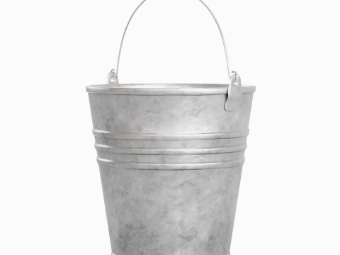 Iron Raw Damaged Steel Bucket 3D Model