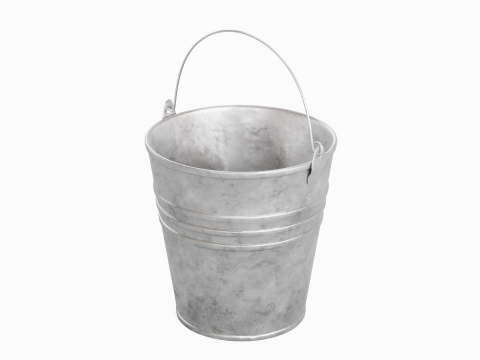 Iron Raw Damaged Steel Bucket 3D Model