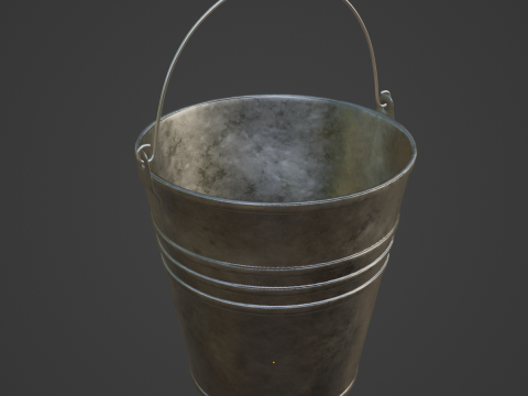 Iron Raw Damaged Steel Bucket 3D Model