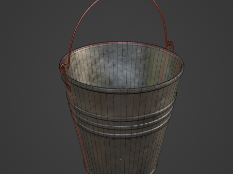Iron Raw Damaged Steel Bucket 3D Model
