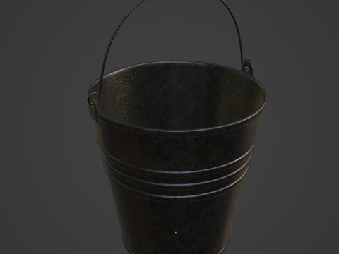 Steel Dark Stained Steel Bucket 3D 模型