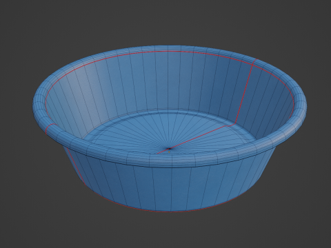 Simple Plastic Wash Basin B 04 3D Model
