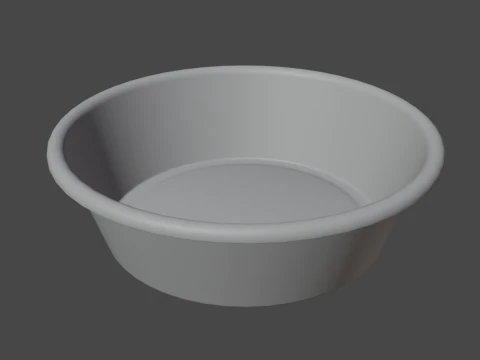 Simple Plastic Wash Basin B 05 3D Model