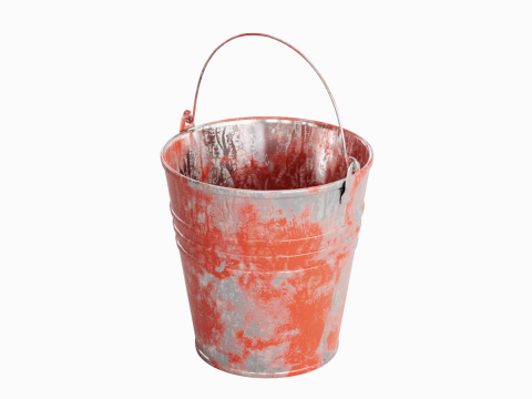 Painted Scrapped Steel Bucket 01 Modelo 3D