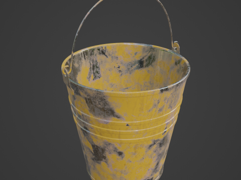Painted Scrapped Steel Bucket 02 3D Model