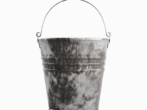 Painted Scrapped Steel Bucket 03 3D Model
