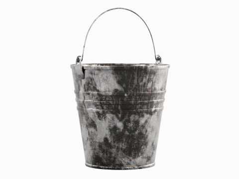 Painted Scrapped Steel Bucket 03 3D Model