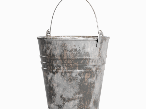 Painted Scrapped Steel Bucket 03 3D Model