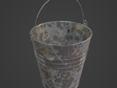 Painted Scrapped Steel Bucket 03 3D Model