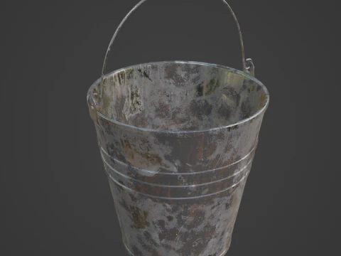 Painted Scrapped Steel Bucket 03 3D Model