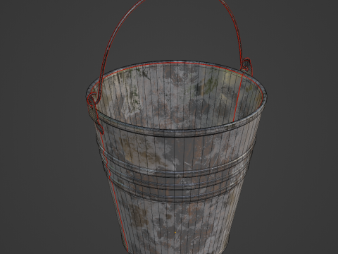Painted Scrapped Steel Bucket 03 3D Model