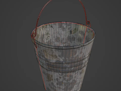 Painted Scrapped Steel Bucket 03 3D Model