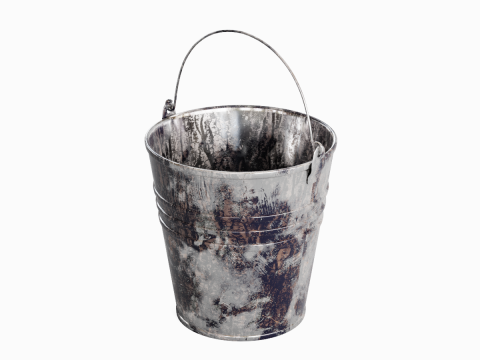 Painted Scrapped Steel Bucket 04 3D Model