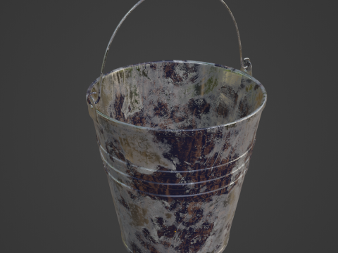 Painted Scrapped Steel Bucket 04 3D Model